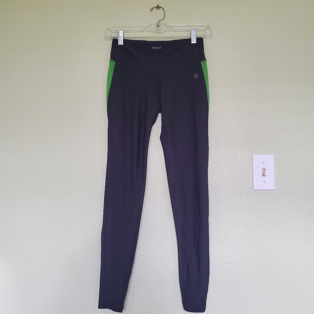 VOGO Athletica green striped leggings